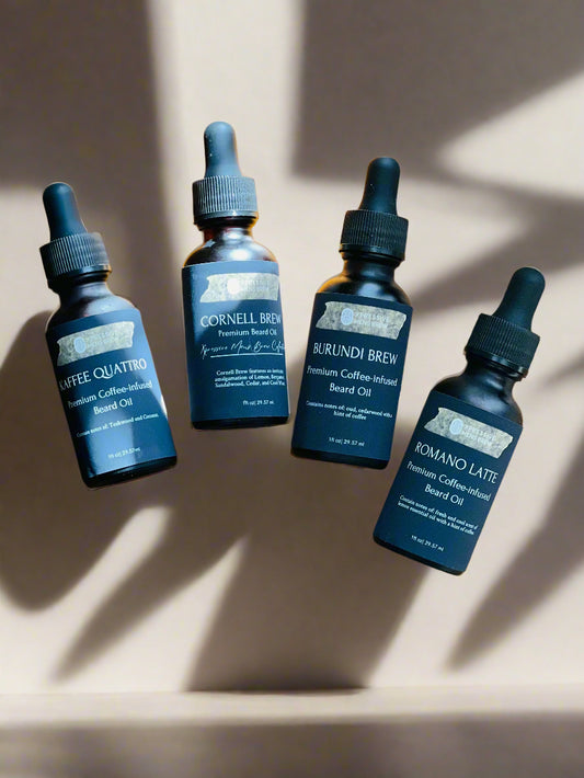  beard oil on a wooden surface